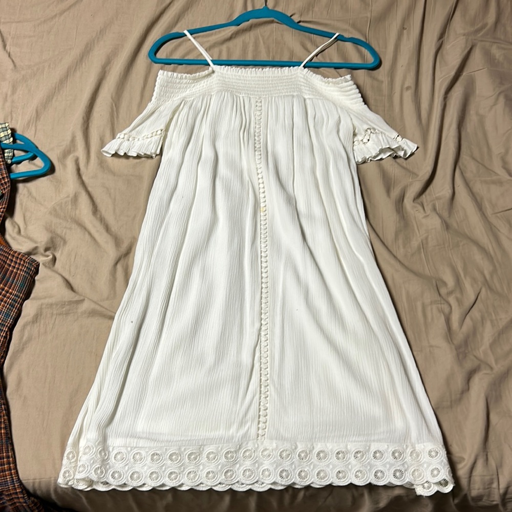 White off shoulder art class dress